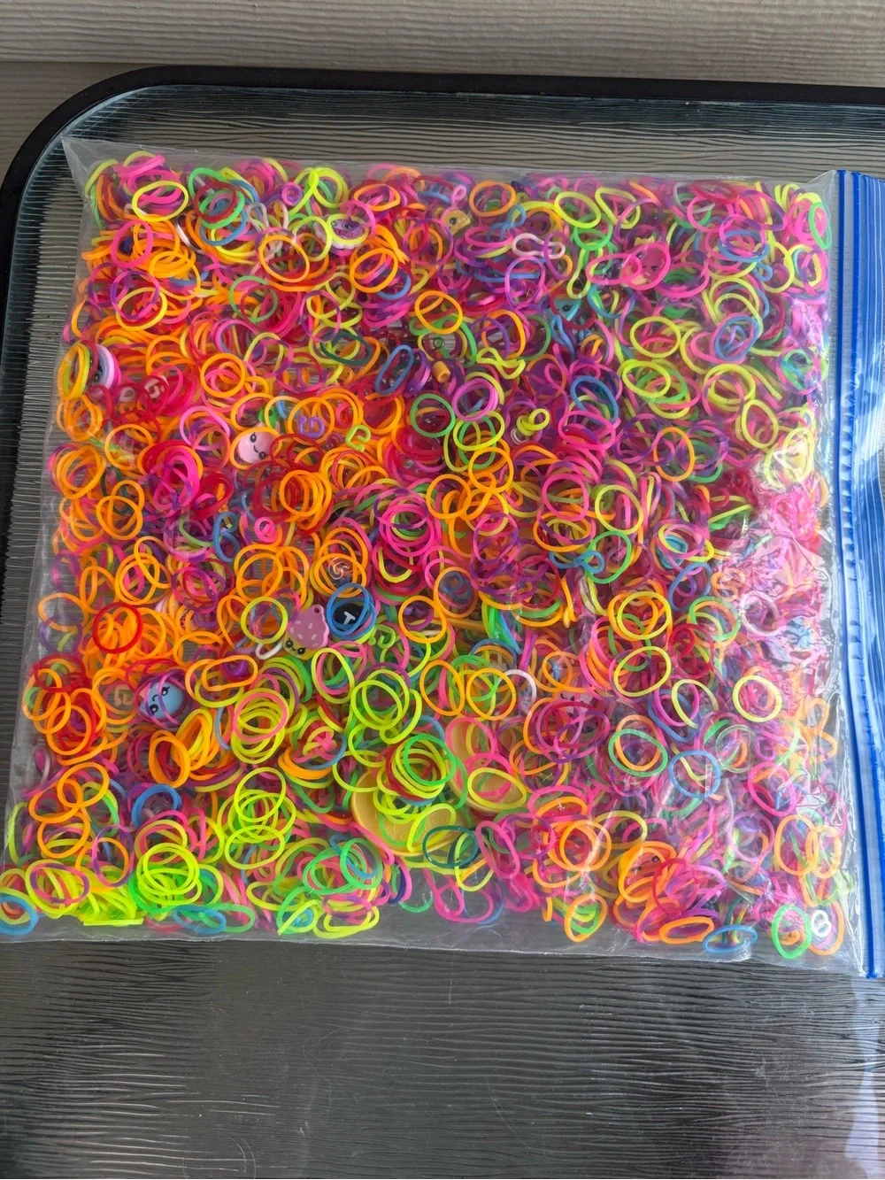 Neon Assorted Rainbow Loom Elastic Party Bands - Multicolor